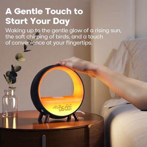 Dekala Arches Sunrise Alarm Clock Sunset White Noise Sound Machine Sleep Timer Loud Alarm Clock for Heavy Sleepers Natural Sound Wake-Up Light 15W Wireless Charging Customizable Snooze 5G WiFi App in Kuwait