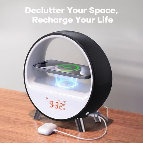 Dekala Arches Sunrise Alarm Clock Sunset White Noise Sound Machine Sleep Timer Loud Alarm Clock for Heavy Sleepers Natural Sound Wake-Up Light 15W Wireless Charging Customizable Snooze 5G WiFi App in Kuwait