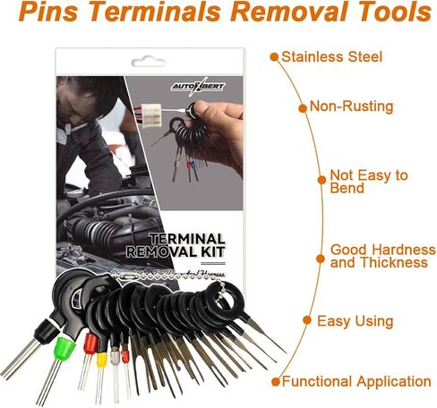 AUTOXBERT 52PCs Terminal Removal Tool Kit Depinning Tool Electrical Connector Pin Extractor Tool Set Wire Release Terminal Ejector Kit for Automotive Car Household Devices in Saudi Arabia