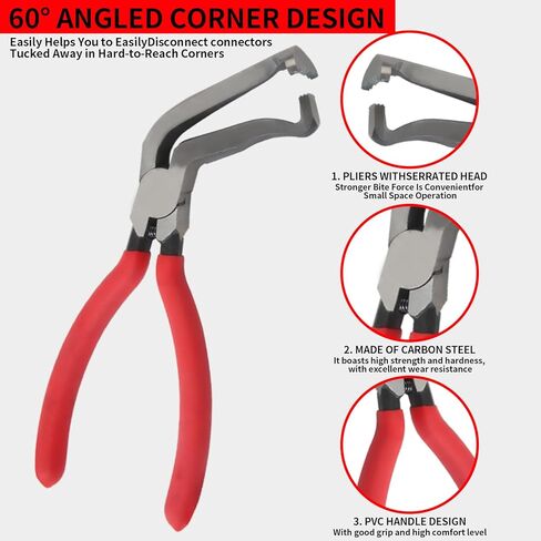 طقم كماشة قطع الكهرباء للسيارات، 4 قطع، أداة إزالة مشبك السيارة، فاصل موصل من الفولاذ عالي الكربون مع كماشة مستقيمة و60 درجة، كماشة مشبك خرطوم، أداة تحرير القابس الكهربائي للسيارة in Kuwait
