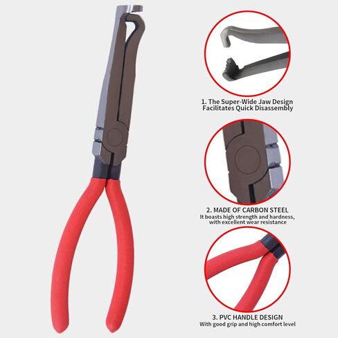 طقم كماشة قطع الكهرباء للسيارات، 4 قطع، أداة إزالة مشبك السيارة، فاصل موصل من الفولاذ عالي الكربون مع كماشة مستقيمة و60 درجة، كماشة مشبك خرطوم، أداة تحرير القابس الكهربائي للسيارة in Kuwait