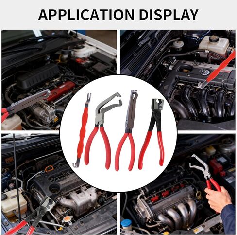 طقم كماشة قطع الكهرباء للسيارات، 4 قطع، أداة إزالة مشبك السيارة، فاصل موصل من الفولاذ عالي الكربون مع كماشة مستقيمة و60 درجة، كماشة مشبك خرطوم، أداة تحرير القابس الكهربائي للسيارة in Kuwait