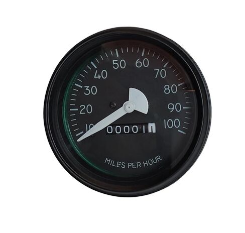 Mechanical Speedometer Gauge, 3-3/8 Inch, Black Face with White Black Lettering, Orange Needle, 0-100 MPH Range Stainless Steel Bezel and case Ideal for Hot Rod or Race Car in Saudi Arabia