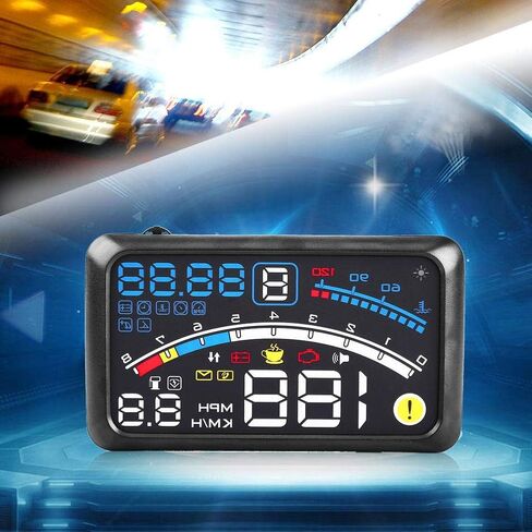 Car HUD with Over Speed Alarm and Digital Speedometer, Vehicle Dashboard Display for MPH/KM/h, Windshield Projection Film, 12V Power, 5.5-inch Screen, in Saudi Arabia