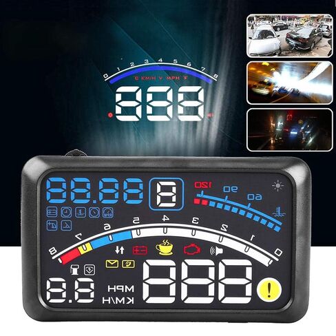 Car HUD with Over Speed Alarm and Digital Speedometer, Vehicle Dashboard Display for MPH/KM/h, Windshield Projection Film, 12V Power, 5.5-inch Screen, in Saudi Arabia