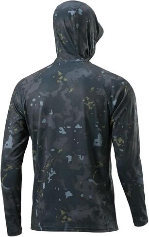 LOOGU Men's UPF 50+ Sun Protection Hoodie Shirt Long Sleeve Rash Guard SPF T-Shirts for Fishing Hiking in Kuwait