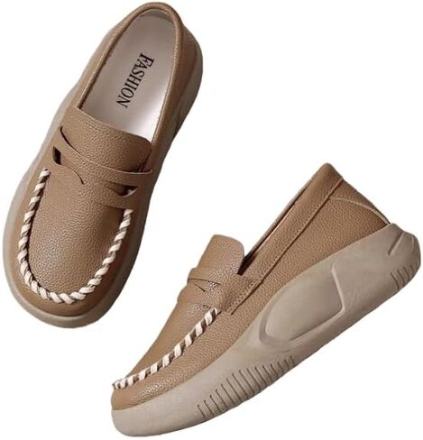 Women's Classic Comfort Leather Penny Loafers Casual Slip-Ons Lightweight Walking Flats Driving Mocs Boat Shoes in Saudi Arabia