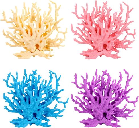 Framendino, 4 Pack Artificial Aquarium Coral Decor Plastic Faux Coral Reef Decorative Cute Fish Tank Decorations in Kuwait