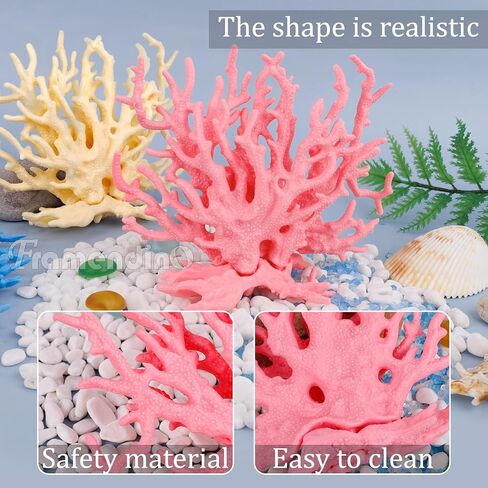 Framendino, 4 Pack Artificial Aquarium Coral Decor Plastic Faux Coral Reef Decorative Cute Fish Tank Decorations in Kuwait