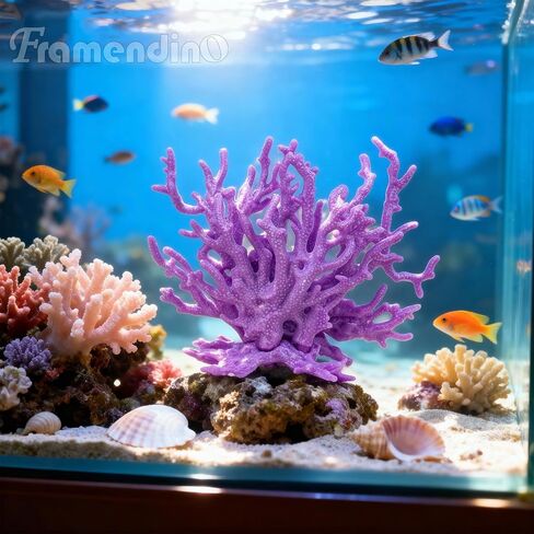 Framendino, 4 Pack Artificial Aquarium Coral Decor Plastic Faux Coral Reef Decorative Cute Fish Tank Decorations in Kuwait