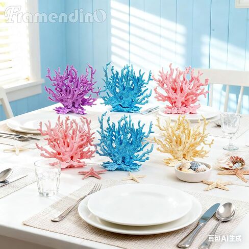 Framendino, 4 Pack Artificial Aquarium Coral Decor Plastic Faux Coral Reef Decorative Cute Fish Tank Decorations in Kuwait