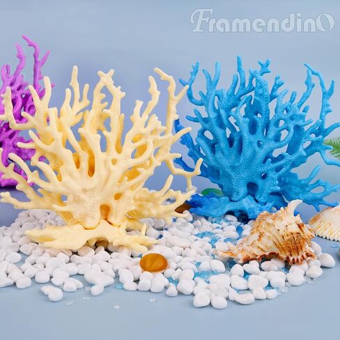 Framendino, 4 Pack Artificial Aquarium Coral Decor Plastic Faux Coral Reef Decorative Cute Fish Tank Decorations in Kuwait