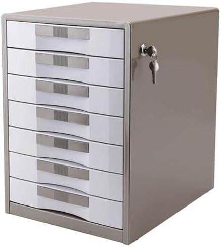 7-Tier Lockable Metal File Cabinet - Desktop Organizer for Small Document Storage, Office & Home, Ideal for Papers, Folders & School Supplies in Saudi Arabia