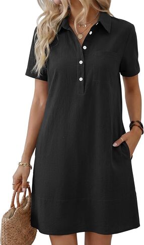 ANRABESS Womens Summer Shirt Dresses Casual Short Sleeve Button Tshirt Shift Short Polo Dress 2026 Beach Vacation Clothes in Saudi Arabia