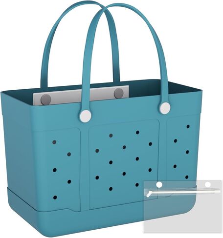 حقيبة حمل مطاطية كبيرة جدًا، حقيبة شاطئ مطاطية لحمام السباحة، حقيبة شاطئ متينة قابلة للغسل للسفر والتسوق والرياضة والعطلات in Kuwait