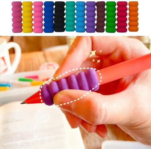 36 PCS Foam Pencil Grips, 12 Assorted Colors (3 of Each) Comfortable Writing Aid Cushion Holders for All, Relieves Hand Fatigue, Universal Fit for Better Handwriting in Saudi Arabia