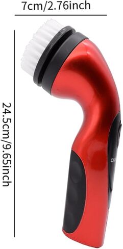 Automatic Electric Shoe Scrubber with 6 Brush Heads, Portable Shoe Polisher and Dust Cleaner, Lightweight Travel Shoe Brush 2.76x9.65 inch- Red in Kuwait