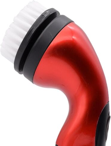 Automatic Electric Shoe Scrubber with 6 Brush Heads, Portable Shoe Polisher and Dust Cleaner, Lightweight Travel Shoe Brush 2.76x9.65 inch- Red in Kuwait