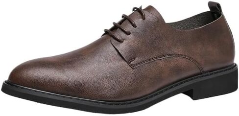Men's Formal Business Oxfords Plain Toe Lace Up Derby Shoes with Comfortable Padded Heel Collar for Wedding Slip Resistant Work Oxford in Saudi Arabia