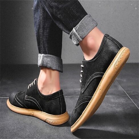 Men's Round-toed British Shoes Low-top Rubber Shoes Non-slip Shock-resistant Comfortable Shoes for Men(Gray,8.5) in Saudi Arabia