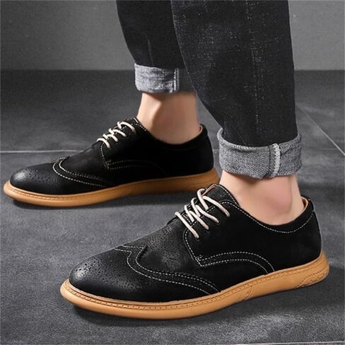Men's Round-toed British Shoes Low-top Rubber Shoes Non-slip Shock-resistant Comfortable Shoes for Men(Gray,12) in Saudi Arabia
