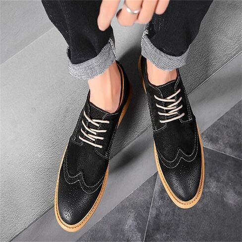 Men's Round-toed British Shoes Low-top Rubber Shoes Non-slip Shock-resistant Comfortable Shoes for Men(Gray,12) in Saudi Arabia