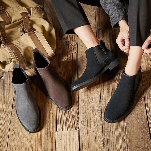 Men's Slip On Oxford Dress Shoes Men Casual Boots Shoe Chelsea Leather Formal Man Fashion Brown Wedding Pointed in Saudi Arabia