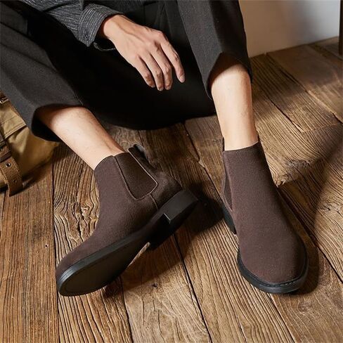 Men's Slip On Oxford Dress Shoes Men Casual Boots Shoe Chelsea Leather Formal Man Fashion Brown Wedding Pointed in Saudi Arabia