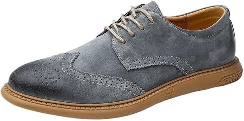 Men's Round-toed British Shoes Low-top Rubber Shoes Non-slip Shock-resistant Comfortable Shoes for Men(Gray,8) in Saudi Arabia