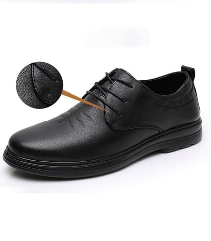 Men's Leather Shoes Formal Casual Business Shoes Round Toe Low-Cut Shoes Handmade Stitching Lace-Up Smooth Upper Skin-Friendly Lining Rubber Sole in Saudi Arabia