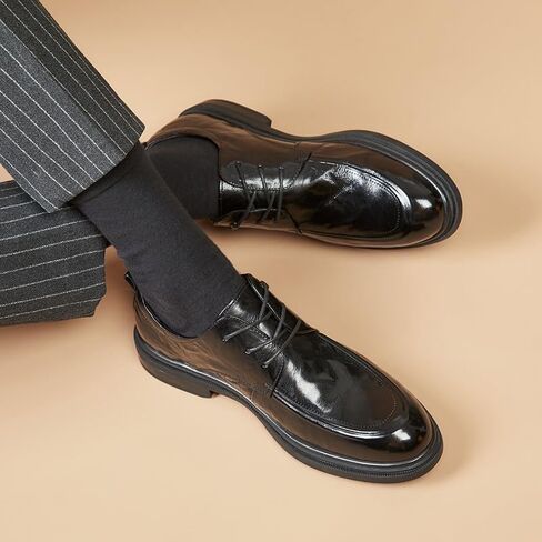 Men's lace-up comfortable derby shoes pointed toe soft suitable for wedding business formal shoes black comfortable heel in Saudi Arabia