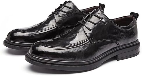Men's lace-up comfortable derby shoes pointed toe soft suitable for wedding business formal shoes black comfortable heel in Saudi Arabia