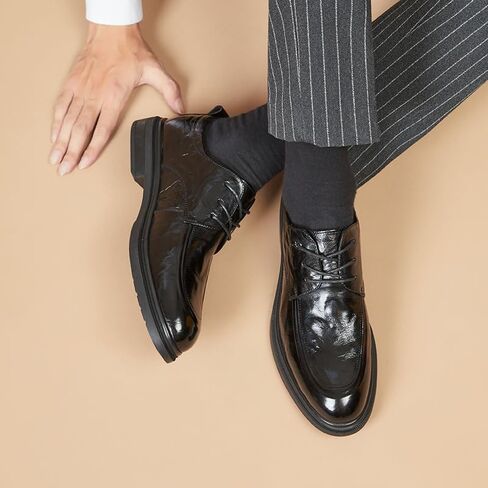 Men's lace-up comfortable derby shoes pointed toe soft suitable for wedding business formal shoes black comfortable heel in Saudi Arabia
