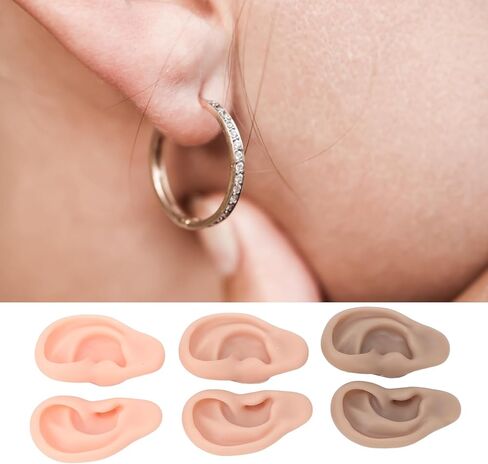 3 أزواج من نماذج الأذن المصنوعة من السيليكون، 3 ألوان لمحاكاة نماذج الأذن الناعمة، دعامات عرض آذان زائفة مرنة قابلة لإعادة الاستخدام لممارسة الثقب، وعرض القرط، وتعليم التدريب على التجميل in Kuwait