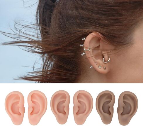 3 أزواج من نماذج الأذن المصنوعة من السيليكون، 3 ألوان لمحاكاة نماذج الأذن الناعمة، دعامات عرض آذان زائفة مرنة قابلة لإعادة الاستخدام لممارسة الثقب، وعرض القرط، وتعليم التدريب على التجميل in Kuwait