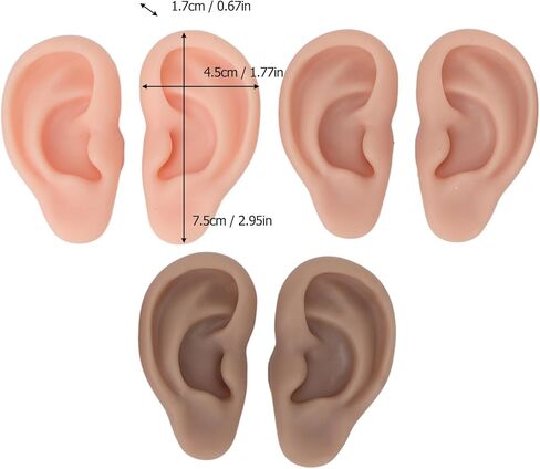 3 أزواج من نماذج الأذن المصنوعة من السيليكون، 3 ألوان لمحاكاة نماذج الأذن الناعمة، دعامات عرض آذان زائفة مرنة قابلة لإعادة الاستخدام لممارسة الثقب، وعرض القرط، وتعليم التدريب على التجميل in Kuwait