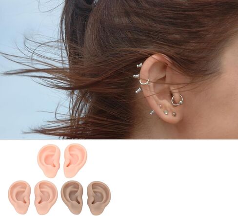 3 أزواج من نماذج الأذن المصنوعة من السيليكون، 3 ألوان لمحاكاة نماذج الأذن الناعمة، دعامات عرض آذان زائفة مرنة قابلة لإعادة الاستخدام لممارسة الثقب، وعرض القرط، وتعليم التدريب على التجميل in Kuwait
