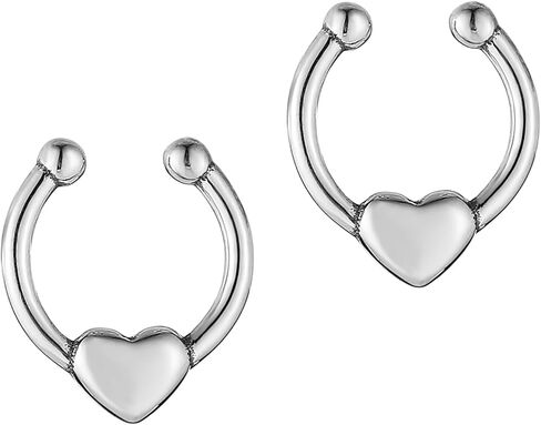 HZMAN Punk Fake Nose Rings Surgical Steel Non-Piercing Faux Clip On Septum Nose Hoop Ring Body Jewelry in Saudi Arabia