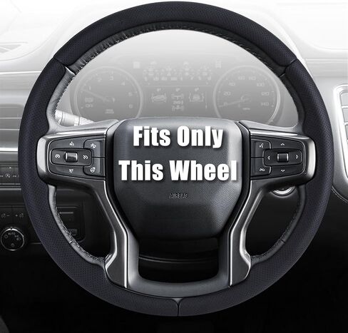 غطاء عجلة قيادة مخصص من Aimato لسيارة Chevy Silverado 1500 2019-2025/2500 3500 2020-2025/Blazer 2019-2025/Suburban Tahoe 2021-2024، رفيع، مضاد للانزلاق، مقاوم للخدش لسيارة شيفروليه in Kuwait