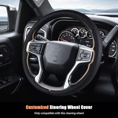 غطاء عجلة قيادة مخصص من Aimato لسيارة Chevy Silverado 1500 2019-2025/2500 3500 2020-2025/Blazer 2019-2025/Suburban Tahoe 2021-2024، رفيع، مضاد للانزلاق، مقاوم للخدش لسيارة شيفروليه in Kuwait
