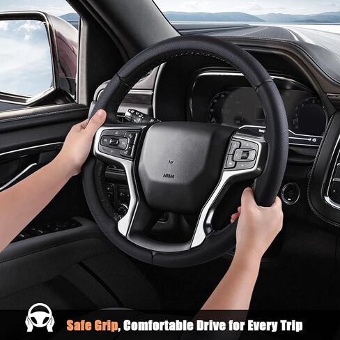 غطاء عجلة قيادة مخصص من Aimato لسيارة Chevy Silverado 1500 2019-2025/2500 3500 2020-2025/Blazer 2019-2025/Suburban Tahoe 2021-2024، رفيع، مضاد للانزلاق، مقاوم للخدش لسيارة شيفروليه in Kuwait