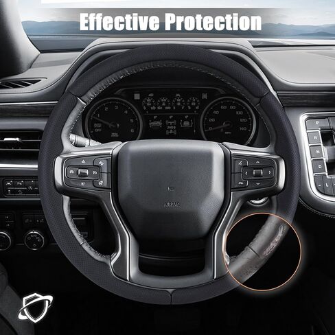 غطاء عجلة قيادة مخصص من Aimato لسيارة Chevy Silverado 1500 2019-2025/2500 3500 2020-2025/Blazer 2019-2025/Suburban Tahoe 2021-2024، رفيع، مضاد للانزلاق، مقاوم للخدش لسيارة شيفروليه in Kuwait