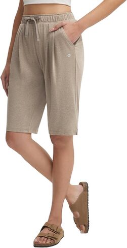 baleaf Women's 12" Bermuda Long Shorts with Pockets High Waisted Stretch Knee Length Athletic Yoga Shorts in Kuwait