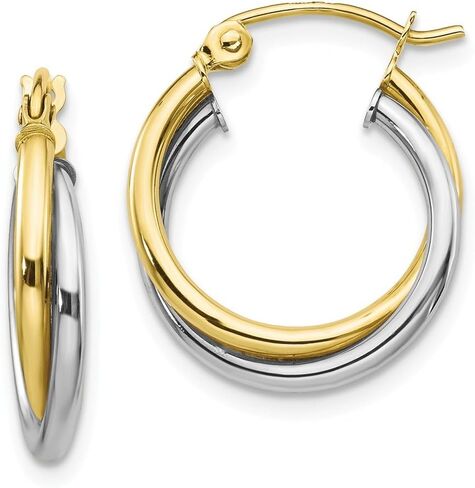 FJC Finejewelers 10k Yellow and White Gold Textured Twist Hoop Earrings in Saudi Arabia