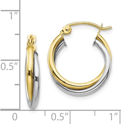 FJC Finejewelers 10k Yellow and White Gold Textured Twist Hoop Earrings in Saudi Arabia