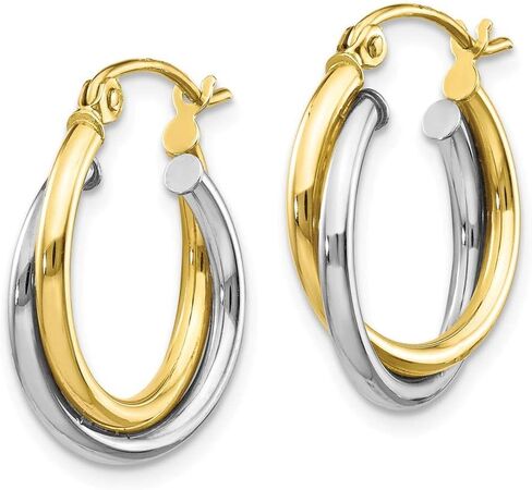 FJC Finejewelers 10k Yellow and White Gold Textured Twist Hoop Earrings in Saudi Arabia