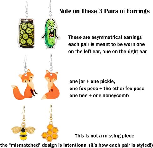 مجموعة 36 زوجًا من الأقراط المرحة اللطيفة للنساء أقراط متدلية رائعة وغريبة مصنوعة من مجوهرات الراتنج العصرية والمضحكة in Kuwait