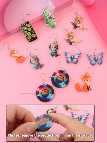 مجموعة 36 زوجًا من الأقراط المرحة اللطيفة للنساء أقراط متدلية رائعة وغريبة مصنوعة من مجوهرات الراتنج العصرية والمضحكة in Kuwait