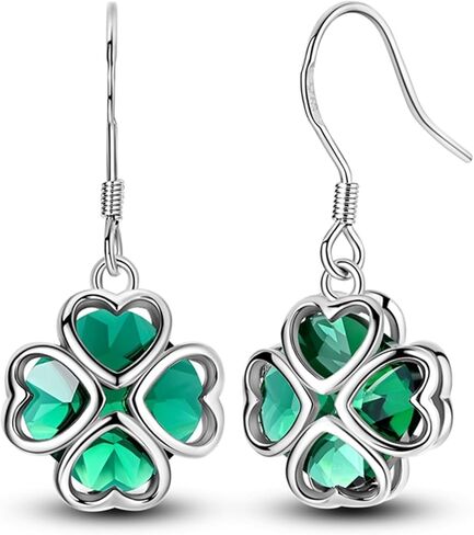HONGRUI 925 Sterling Silver Four Leaf Clover Dangle Earrings Fashion Hanging Hypoallergenic 4 Leaf Clover Earrings for Women Teen Jewelry Gifts in Kuwait
