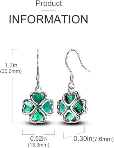 HONGRUI 925 Sterling Silver Four Leaf Clover Dangle Earrings Fashion Hanging Hypoallergenic 4 Leaf Clover Earrings for Women Teen Jewelry Gifts in Kuwait